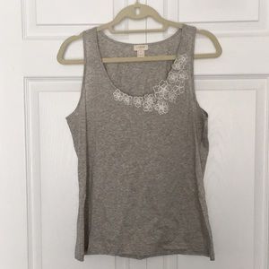J Crew gray flower tank top